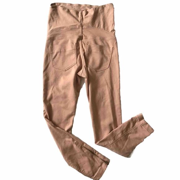 H&M Mama Maternity Pant SZ 8 Blush Skinny Full Panel Stretch Tummy Zip Hems EUC - Picture 5 of 9